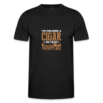 Cigar Smoking Smoker Tobacco Cigar Gift - Men's Functional T-Shirt - black - Front - AI Model Male 178 dark (178cm)