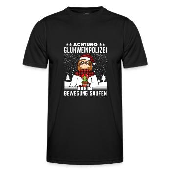 Glühweinpolizei in Bewegung saufen Weihnachtsmarkt - Männer Funktions-T-Shirt - Schwarz - Vorne - AI Model Male 178 dark (178cm)
