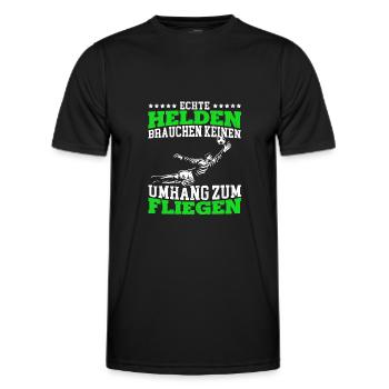Echte Helden brauchen keinen Umhang zum Fliegen - - Männer Funktions-T-Shirt - Schwarz - Vorne - AI Model Male 178 dark (178cm)
