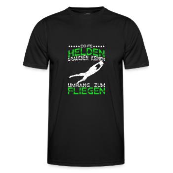 Echte Helden brauchen keinen Umhang zum Fliegen - - Männer Funktions-T-Shirt - Schwarz - Vorne - AI Model Male 178 dark (178cm)