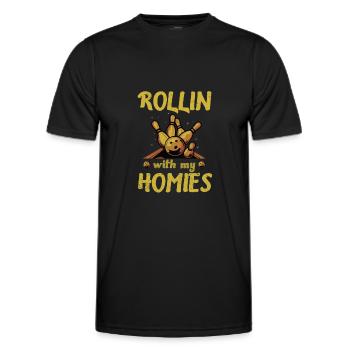 Rollin avec mon cadeau homies Retro Bowling - T-shirt sport Homme - noir - Devant - AI Model Male 178 dark (178cm)