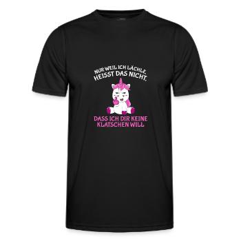 Nur weil ich lächle heißt nich dir keine klatschen - Männer Funktions-T-Shirt - Schwarz - Vorne - AI Model Male 178 dark (178cm)