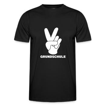 Grundschule V-Handzeichen Grundschüler Geschenk - Männer Funktions-T-Shirt - Schwarz - Vorne - AI Model Male 178 dark (178cm)