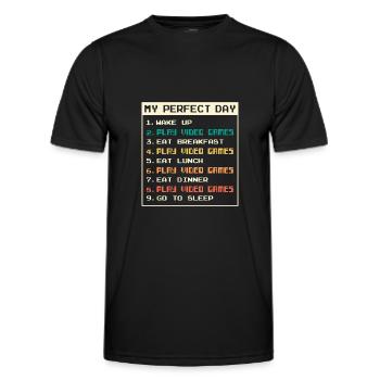 Vintage My Perfect Day Video Video Games - Männer Funktions-T-Shirt - Schwarz - Vorne - AI Model Male 178 dark (178cm)