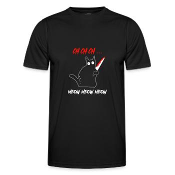 CH CH CH Meow Meow Meow Cat Knife - Men's Functional T-Shirt - black - Front - AI Model Male 178 dark (178cm)