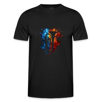 Tuba Rot Blau Feuer Musikinstrument Feuerkunst - Männer Funktions-T-Shirt - Schwarz - Vorne - AI Model Male 178 dark (178cm)