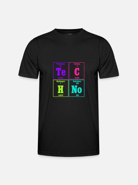 Techno Musik Rave Techno Periodensystem - Männer Funktions-T-Shirt - Schwarz