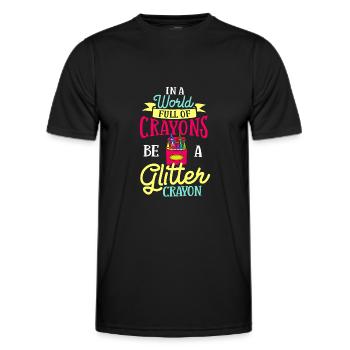 Crayon Box Colored Pencil Wax Case Wax Crayon - Men's Functional T-Shirt - black - Front - AI Model Male 178 dark (178cm)