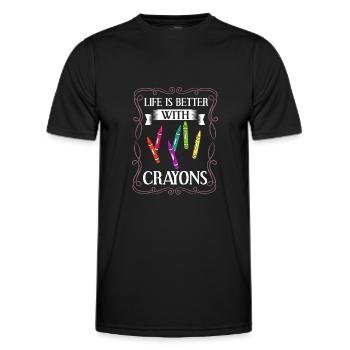 Crayon Box Colored Pencil Wax Case Wax Crayon - Men's Functional T-Shirt - black - Front - AI Model Male 178 dark (178cm)
