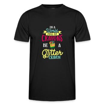 Crayon Box Colored Pencil Wax Case Wax Crayon - Men's Functional T-Shirt - black - Front - AI Model Male 178 dark (178cm)