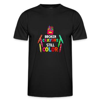 Crayon Box Colored Pencil Wax Case Wax Crayon - Men's Functional T-Shirt - black - Front - AI Model Male 178 dark (178cm)