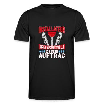 Installateur Ihre feuchte Stelle ist mein Auftrag - Männer Funktions-T-Shirt - Schwarz - Vorne - AI Model Male 178 dark (178cm)