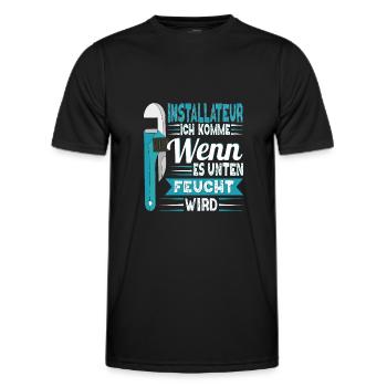Installateur Klempner Komme wenn es feucht wird - Männer Funktions-T-Shirt - Schwarz - Vorne - AI Model Male 178 dark (178cm)
