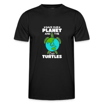 Journée des tortues de mer : Sauvez notre planète - T-shirt sport Homme - noir - Devant - AI Model Male 178 dark (178cm)