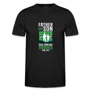 Cerf chasse chasseur père - T-shirt sport Homme - noir - Devant - AI Model Male 178 dark (178cm)