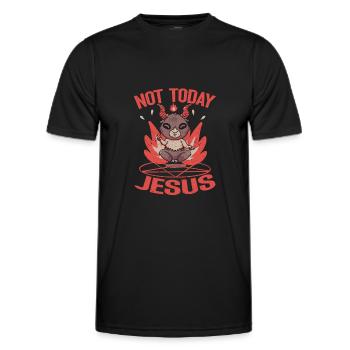 Today Not Jesus Satan Goat Baphomet Satanic - Männer Funktions-T-Shirt - Schwarz - Vorne - AI Model Male 178 dark (178cm)