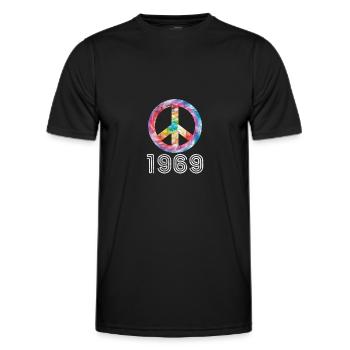 Hippie 1969 - Männer Funktions-T-Shirt - Schwarz - Vorne - AI Model Male 178 dark (178cm)