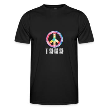 Hippie 1969 Peace Flower Power Love Geschenk - Männer Funktions-T-Shirt - Schwarz - Vorne - AI Model Male 178 dark (178cm)