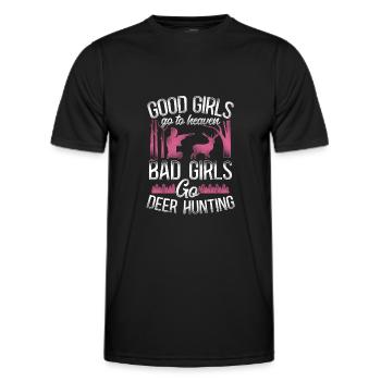 Cerf cerf chasse chasseur fille - T-shirt sport Homme - noir - Devant - AI Model Male 178 dark (178cm)