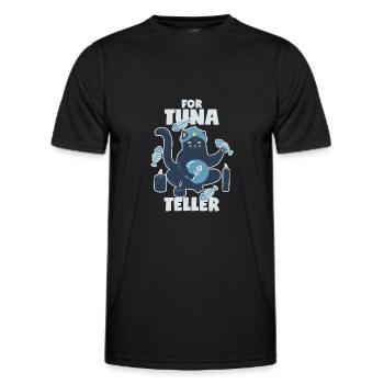 Fortune Teller Cat with Tuna: Fortunateller - Men's Functional T-Shirt - black - Front - AI Model Male 178 dark (178cm)