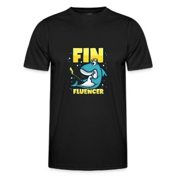 Influencer Hai Finfluencer - Men's Functional T-Shirt - black - Front - AI Model Male 178 dark (178cm)