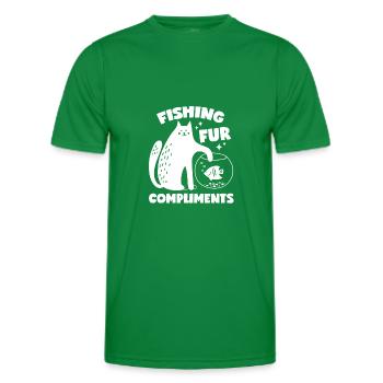 Katze und Fisch: Fishing For Compliments - Männer Funktions-T-Shirt - Kelly Green - Vorne - AI Model Male 178 dark (178cm)