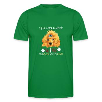 Boire du vin câliner avec caniche plus drôle - T-shirt sport Homme - vert - Devant - AI Model Male 178 dark (178cm)