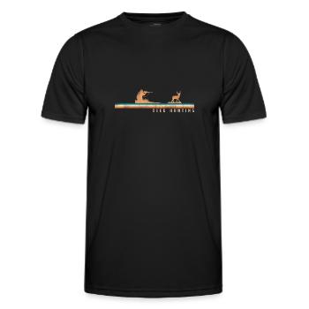 Chasseur de cerfs Buck Retro - T-shirt sport Homme - noir - Devant - AI Model Male 178 dark (178cm)