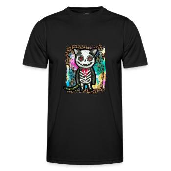 Halloween Zombie Squelette Chat Tie Dye - T-shirt sport Homme - noir - Devant - AI Model Male 178 dark (178cm)