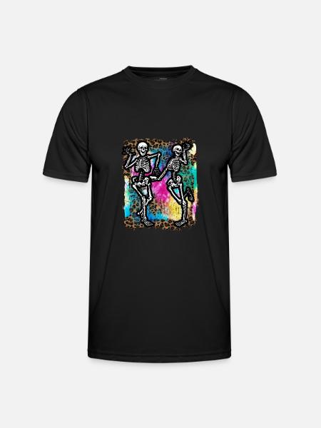 Halloween Skeletons Dancing Tie Dye - Men's Functional T-Shirt - black