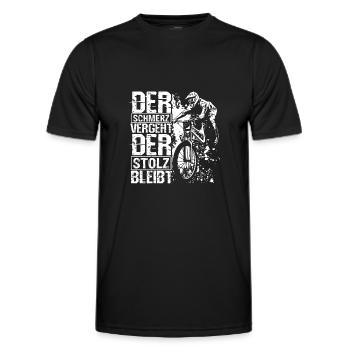 Mountainbike MTB Schmerz vergeht Stolz bleibt! MTB - Männer Funktions-T-Shirt - Schwarz - Vorne - AI Model Male 178 dark (178cm)