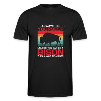Parc national Bison Buffalo - T-shirt sport Homme - noir - Devant - AI Model Male 178 dark (178cm)