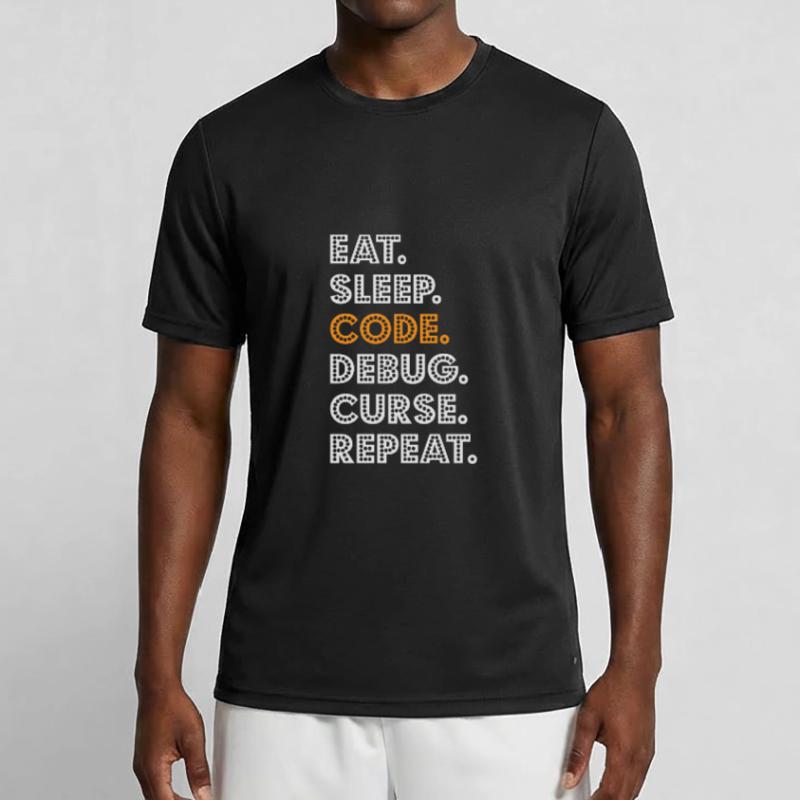 Eat Sleep Code Debug Curse Répéter Programmeur Coder T-shirt sport Homme