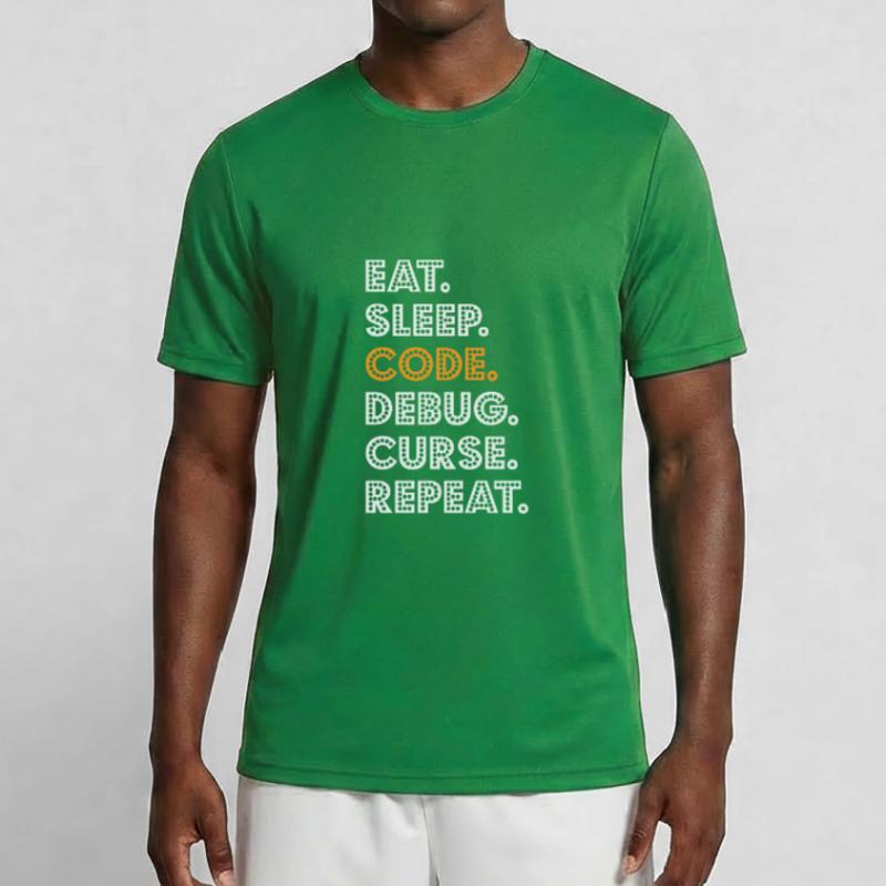 Eat Sleep Code Debug Curse Répéter Programmeur Coder T-shirt sport Homme