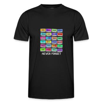 Never Forget Audio Cassette Tape - Never Forget - Männer Funktions-T-Shirt - Schwarz - Vorne - AI Model Male 178 dark (178cm)