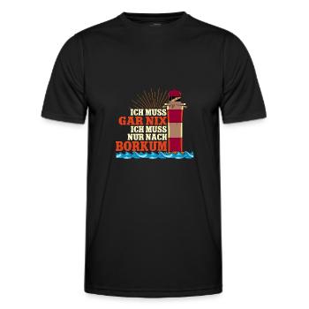 Borkum - Männer Funktions-T-Shirt - Schwarz - Vorne - AI Model Male 178 dark (178cm)