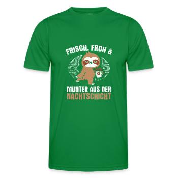 Frisch froh und munter aus der Nachtschicht! Pfleg - Männer Funktions-T-Shirt - Kelly Green - Vorne - AI Model Male 178 dark (178cm)