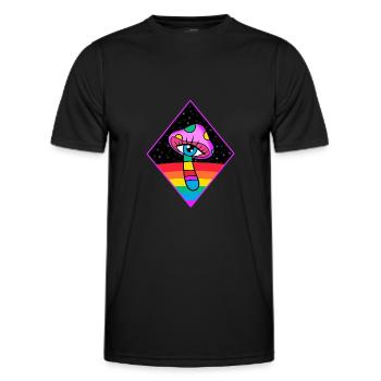 Magic Mushroom Eye Trippy Psychedelic Psychonaut - Männer Funktions-T-Shirt - Schwarz - Vorne - AI Model Male 178 dark (178cm)