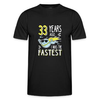 33 Years Ago I Was The Fastest 33. Geburtstag - Männer Funktions-T-Shirt - Schwarz - Vorne - AI Model Male 178 dark (178cm)