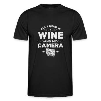 Fotografie Alles was ich brauche ist Wein und mein - Männer Funktions-T-Shirt - Schwarz - Vorne - AI Model Male 178 dark (178cm)