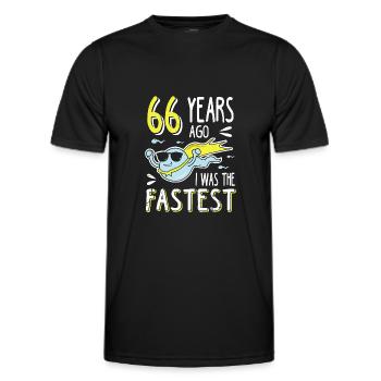 66 Years Ago I Was The Fastest 66. Geburtstag - Männer Funktions-T-Shirt - Schwarz - Vorne - AI Model Male 178 dark (178cm)