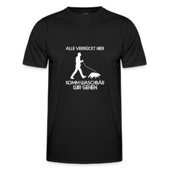 Alle Verrückt Hier Komm Waschbär Wir Gehen - Männer Funktions-T-Shirt - Schwarz - Vorne - AI Model Male 178 dark (178cm)