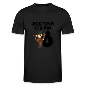 6.Geburtstag Affe 6 Jahre alt Geschenk - Männer Funktions-T-Shirt - Schwarz - Vorne - AI Model Male 178 dark (178cm)