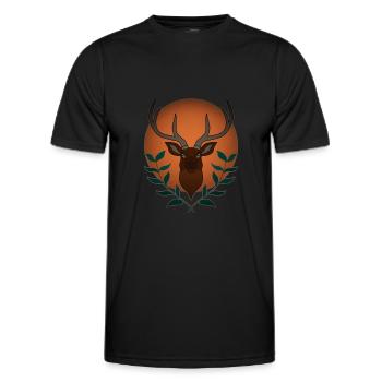 Rothirsch Geweih mit Hirschgeweih - Männer Funktions-T-Shirt - Schwarz - Vorne - AI Model Male 178 dark (178cm)