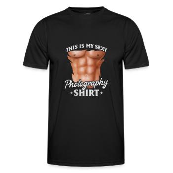 Foto — Das ist mein sexy Fotografie-Shirt-Fotograf - Männer Funktions-T-Shirt - Schwarz - Vorne - AI Model Male 178 dark (178cm)