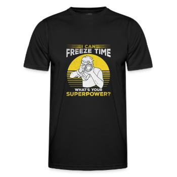Je peux geler le temps Qu’est-ce que c’est que votre - T-shirt sport Homme - noir - Devant - AI Model Male 178 dark (178cm)