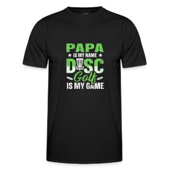 Papa Is My Name Disc Golf Is My Game für Papa - Männer Funktions-T-Shirt - Schwarz - Vorne - AI Model Male 178 dark (178cm)