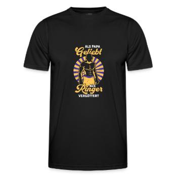 Als Papa geliebt Als Ringer vergöttert Wrestling - Männer Funktions-T-Shirt - Schwarz - Vorne - AI Model Male 178 dark (178cm)