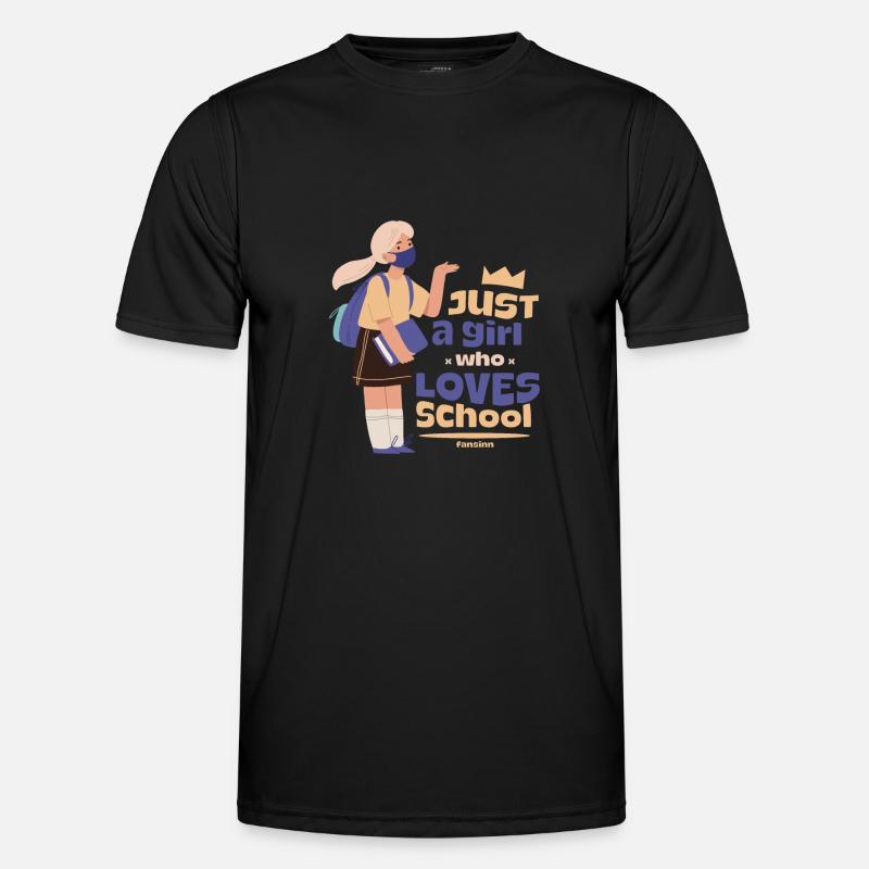 Mädchen liebt die Schule Männer Funktions-T-Shirt