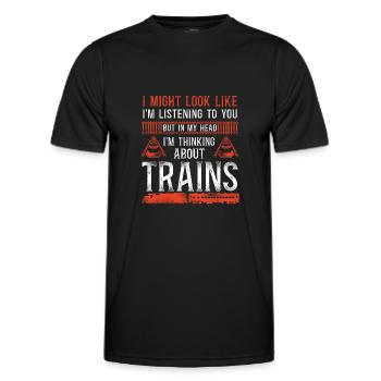 Conducteur de train diesel de marchandises - T-shirt sport Homme - noir - Devant - AI Model Male 178 dark (178cm)